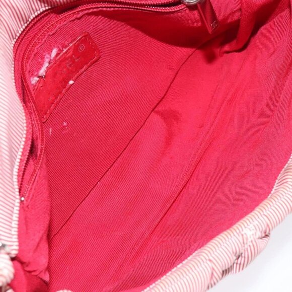 CHANEL Ultra Stitch Chain Shoulder Bag Nylon Red Silver CC Auth 132483 - Picture 10 of 16